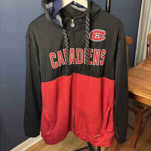 Montreal Canadiens, Full Zip Hoodie, Reebok Face Off, Black/Red XL